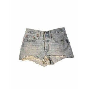 Levi's 501 High Rise Raw Hem Jean Shorts Denim Size W26 5 Button Fly 5 Pocket